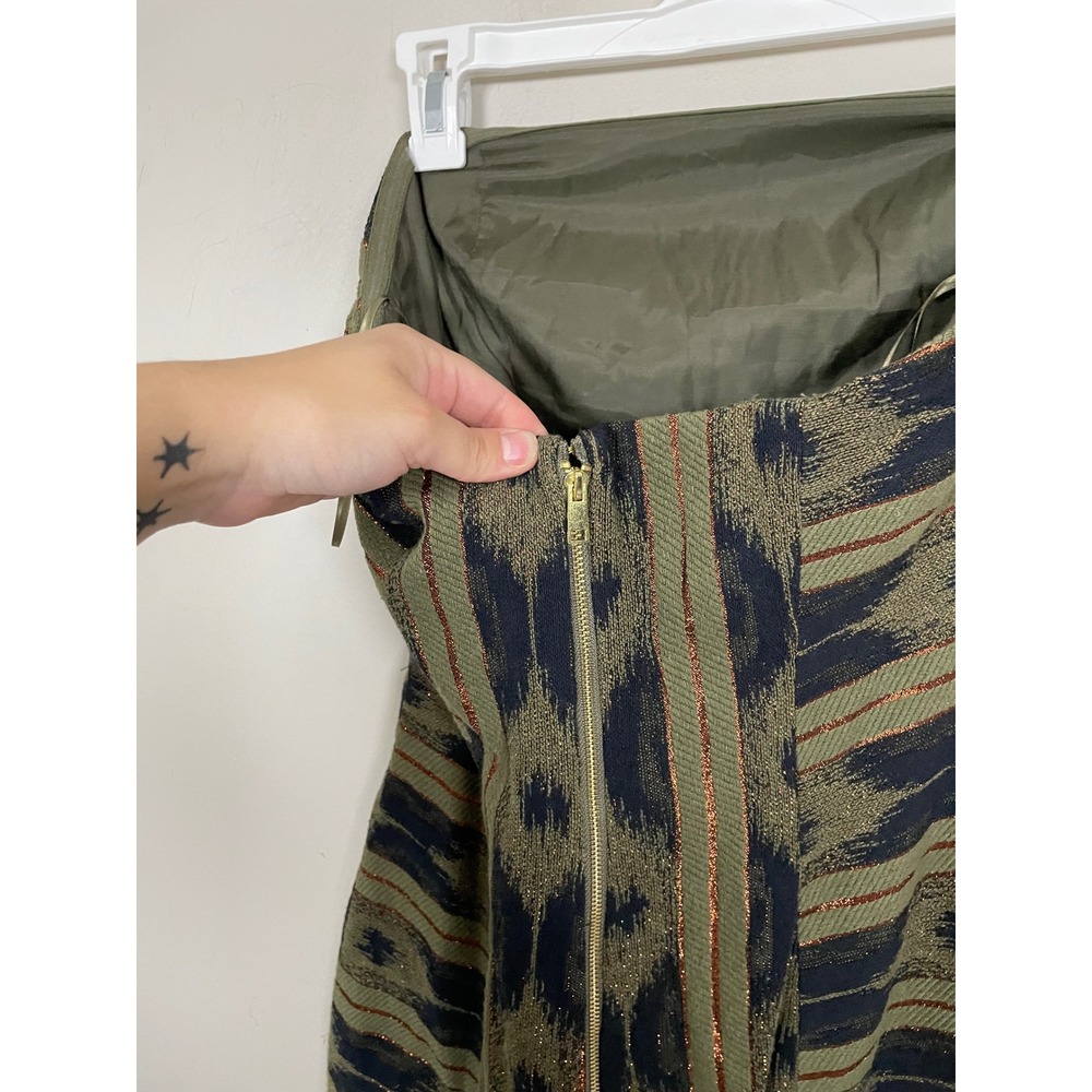 Ramy Brook Strapless Structured Mini Dress Green Ikat Print Size 6 Event Party - Picture 5 of 8